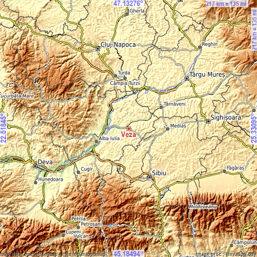 Topographic map of Veza