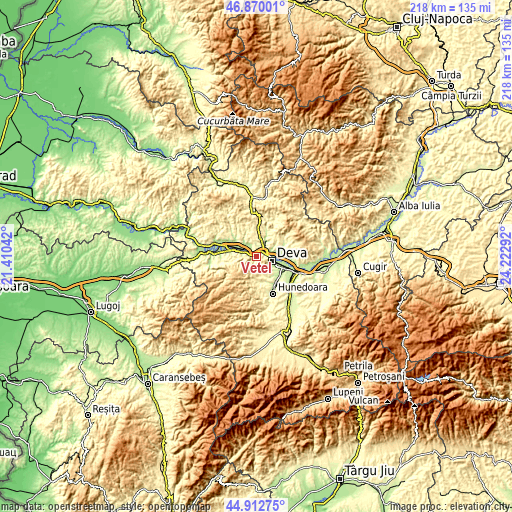 Topographic map of Veţel