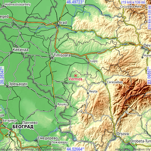 Topographic map of Vermeş