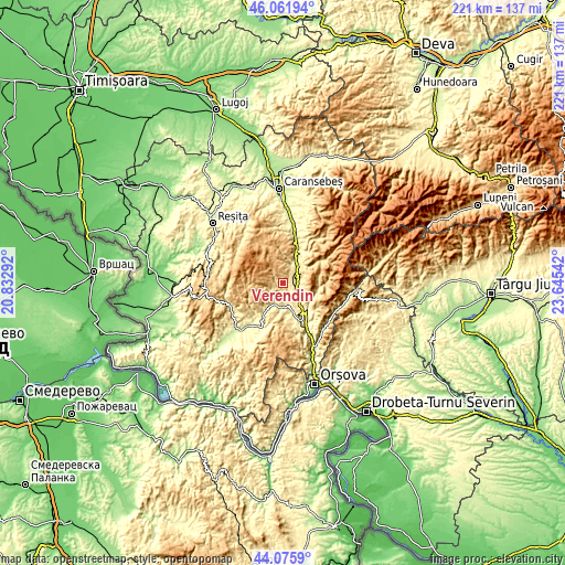 Topographic map of Verendin