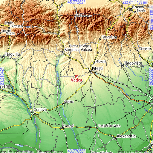 Topographic map of Vedea