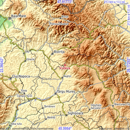 Topographic map of Vătava