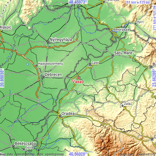 Topographic map of Vășad