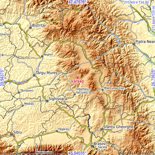 Topographic map of Vărşag