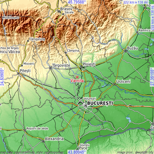 Topographic map of Varnița