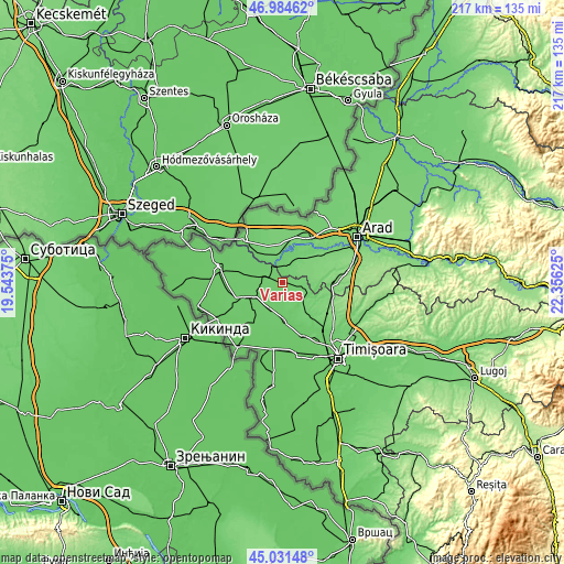 Topographic map of Variaş