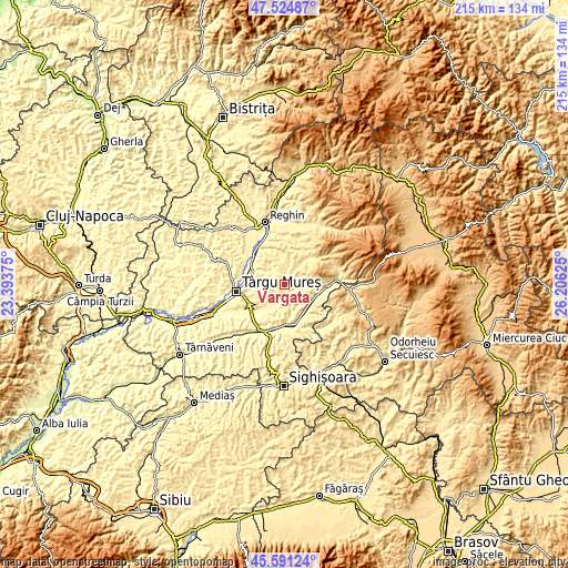 Topographic map of Vărgata