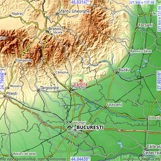 Topographic map of Vărbila