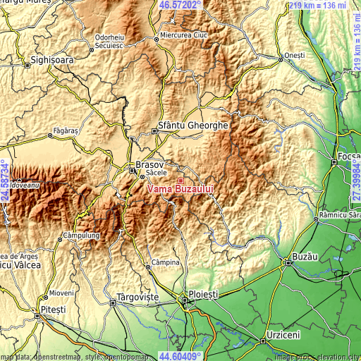 Topographic map of Vama Buzăului