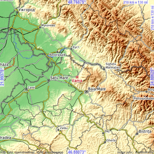 Topographic map of Vama