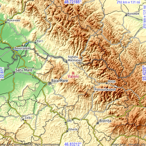 Topographic map of Văleni