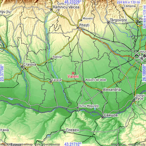 Topographic map of Văleni