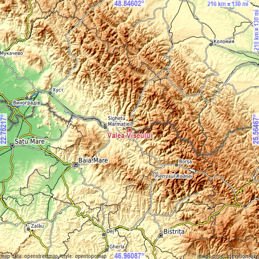 Topographic map of Valea Vișeului