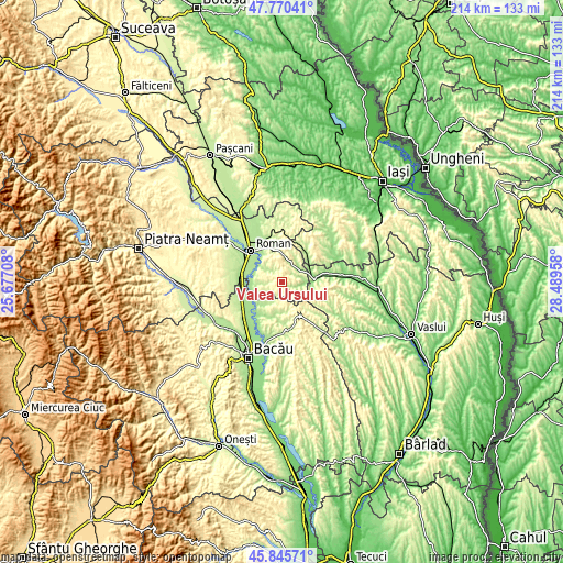 Topographic map of Valea Ursului