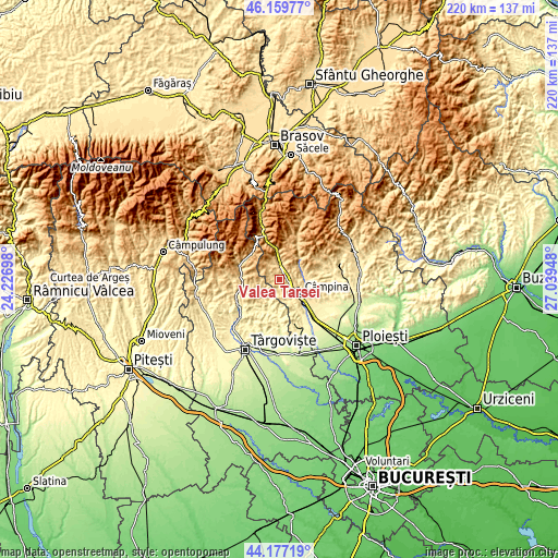 Topographic map of Valea Târsei