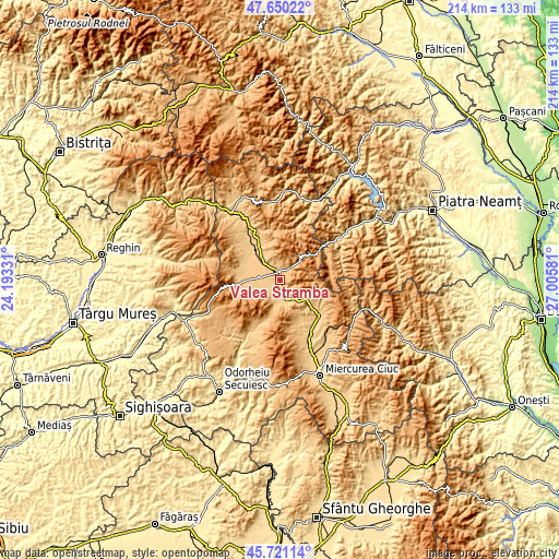 Topographic map of Valea Strâmbă