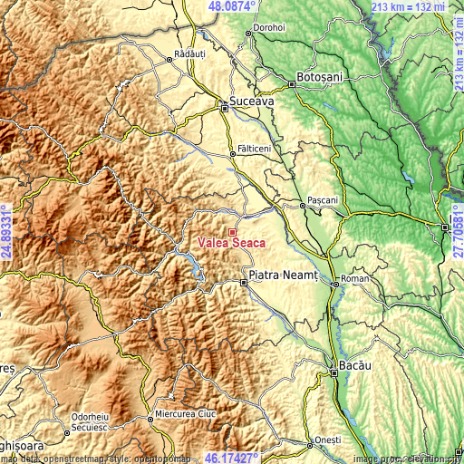 Topographic map of Valea Seacă