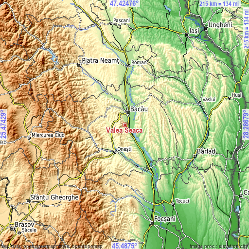 Topographic map of Valea Seacă