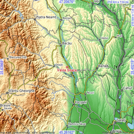 Topographic map of Valea Seacă