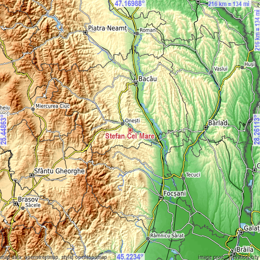 Topographic map of Ştefan Cel Mare