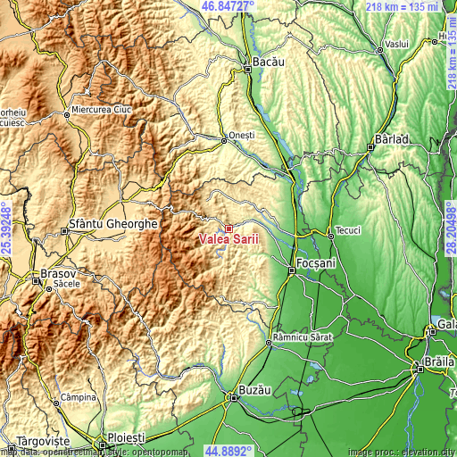 Topographic map of Valea Sării