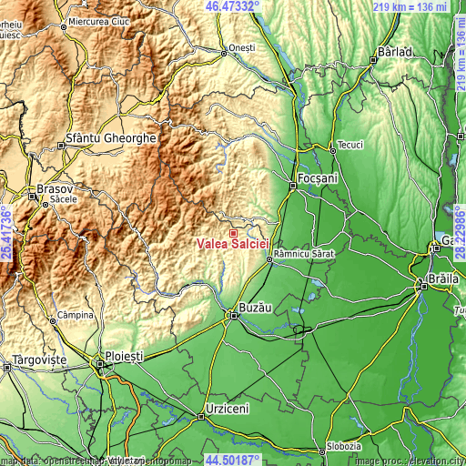 Topographic map of Valea Salciei