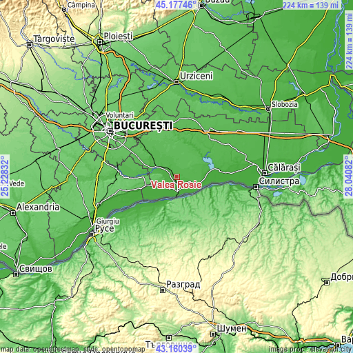 Topographic map of Valea Roșie
