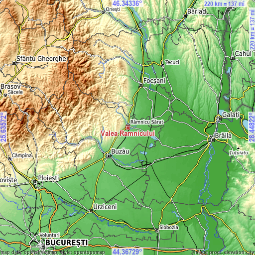 Topographic map of Valea Râmnicului