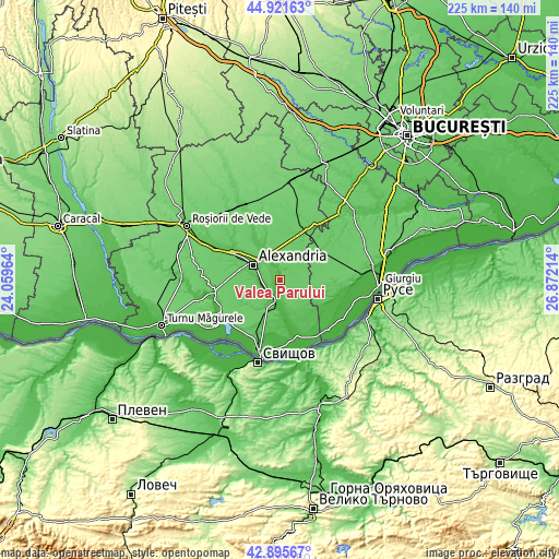 Topographic map of Valea Părului