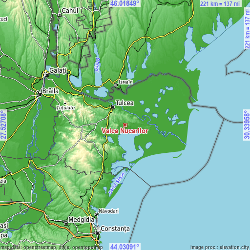 Topographic map of Valea Nucarilor