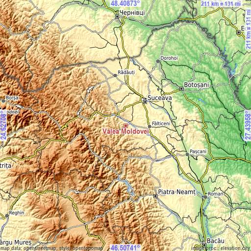 Topographic map of Valea Moldovei