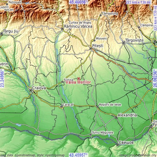 Topographic map of Valea Merilor