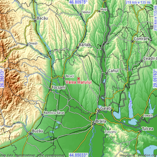 Topographic map of Valea Mărului