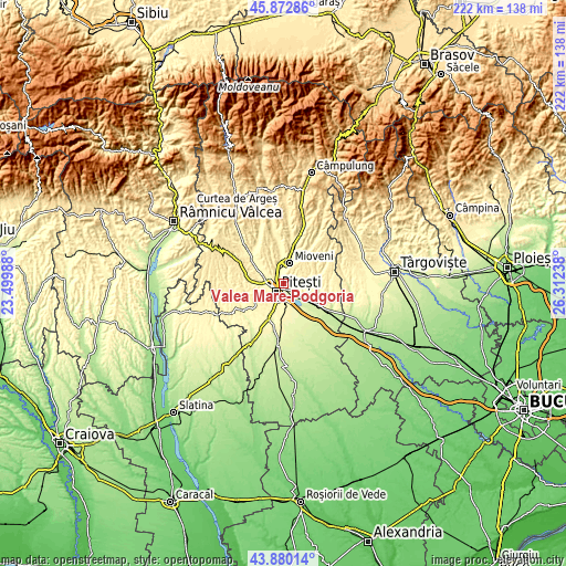 Topographic map of Valea Mare-Podgoria