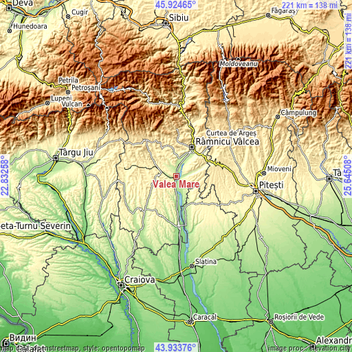 Topographic map of Valea Mare