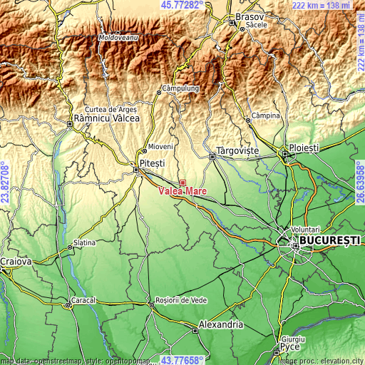 Topographic map of Valea Mare