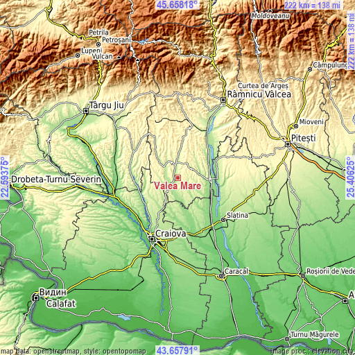 Topographic map of Valea Mare