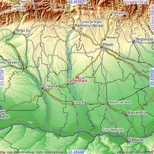 Topographic map of Valea Mare