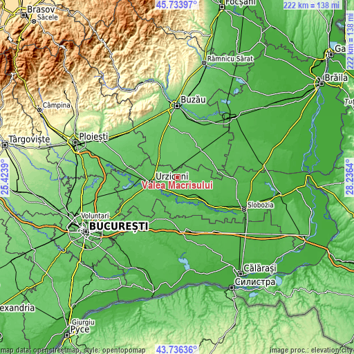 Topographic map of Valea Măcrișului