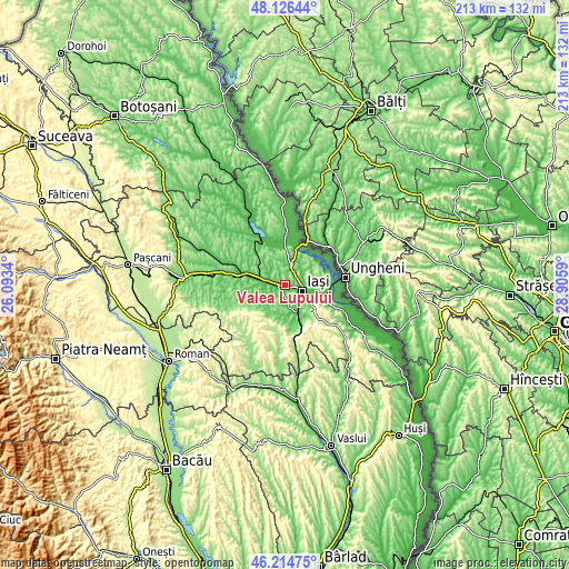 Topographic map of Valea Lupului