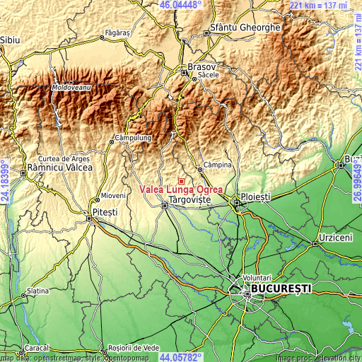 Topographic map of Valea Lungă Ogrea