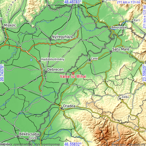 Topographic map of Valea lui Mihai