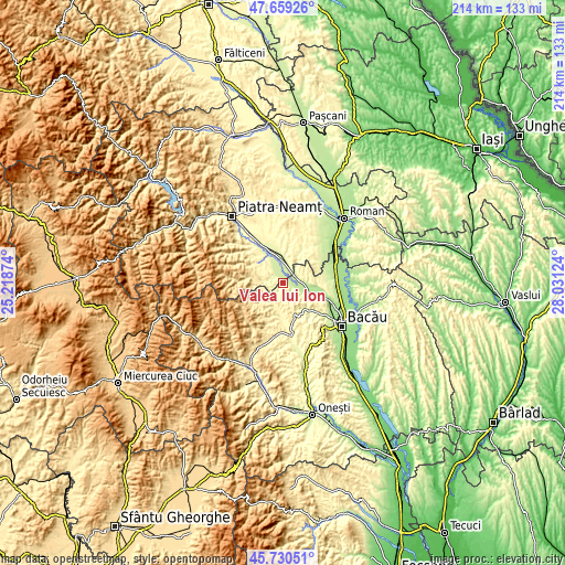 Topographic map of Valea lui Ion