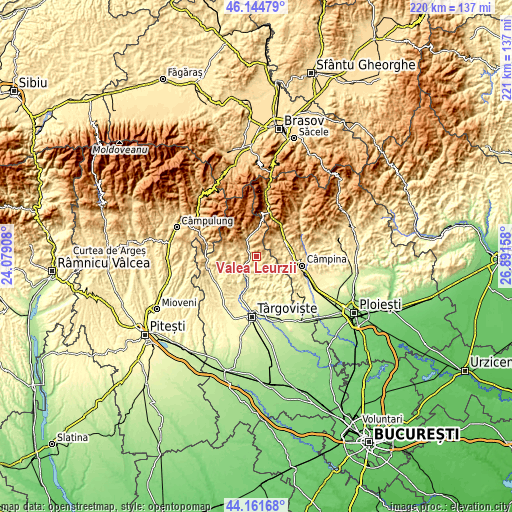 Topographic map of Valea Leurzii