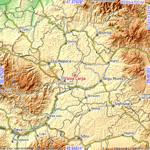 Topographic map of Valea Largă