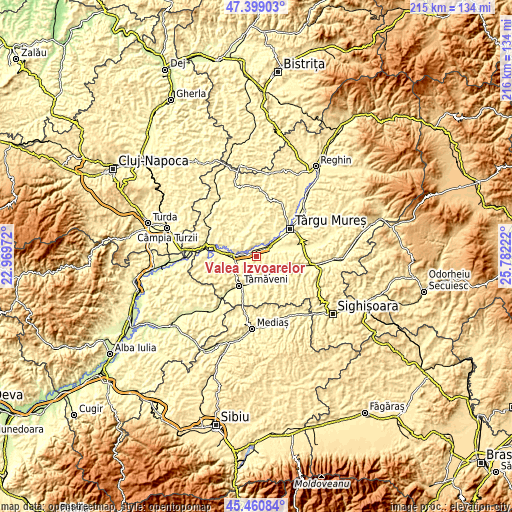 Topographic map of Valea Izvoarelor