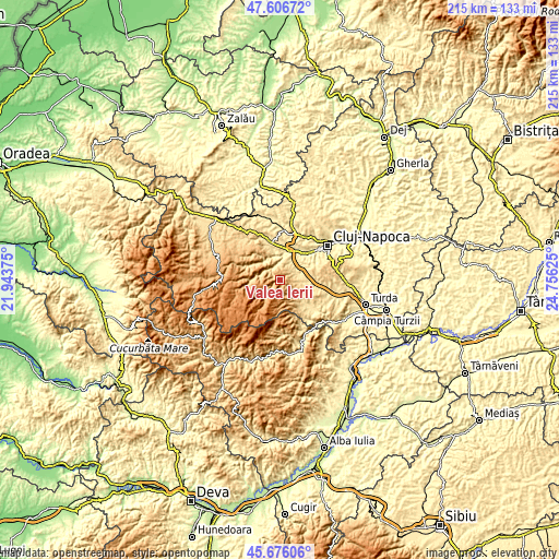 Topographic map of Valea Ierii