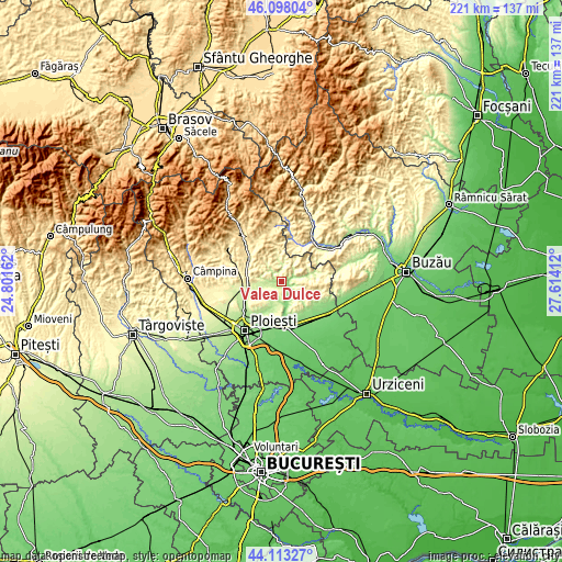 Topographic map of Valea Dulce