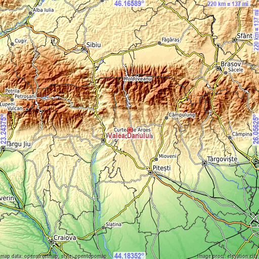 Topographic map of Valea Danului