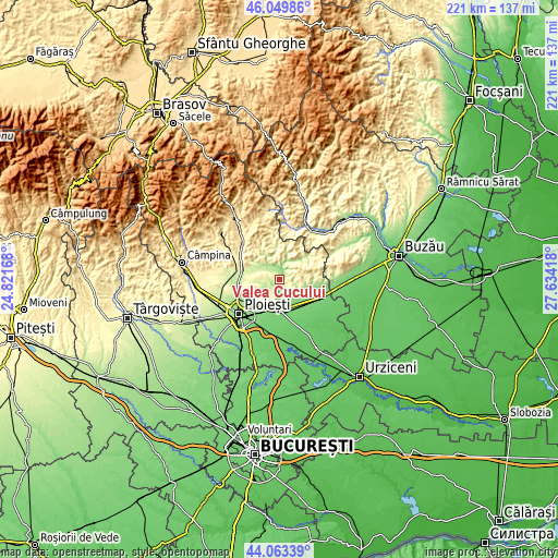 Topographic map of Valea Cucului